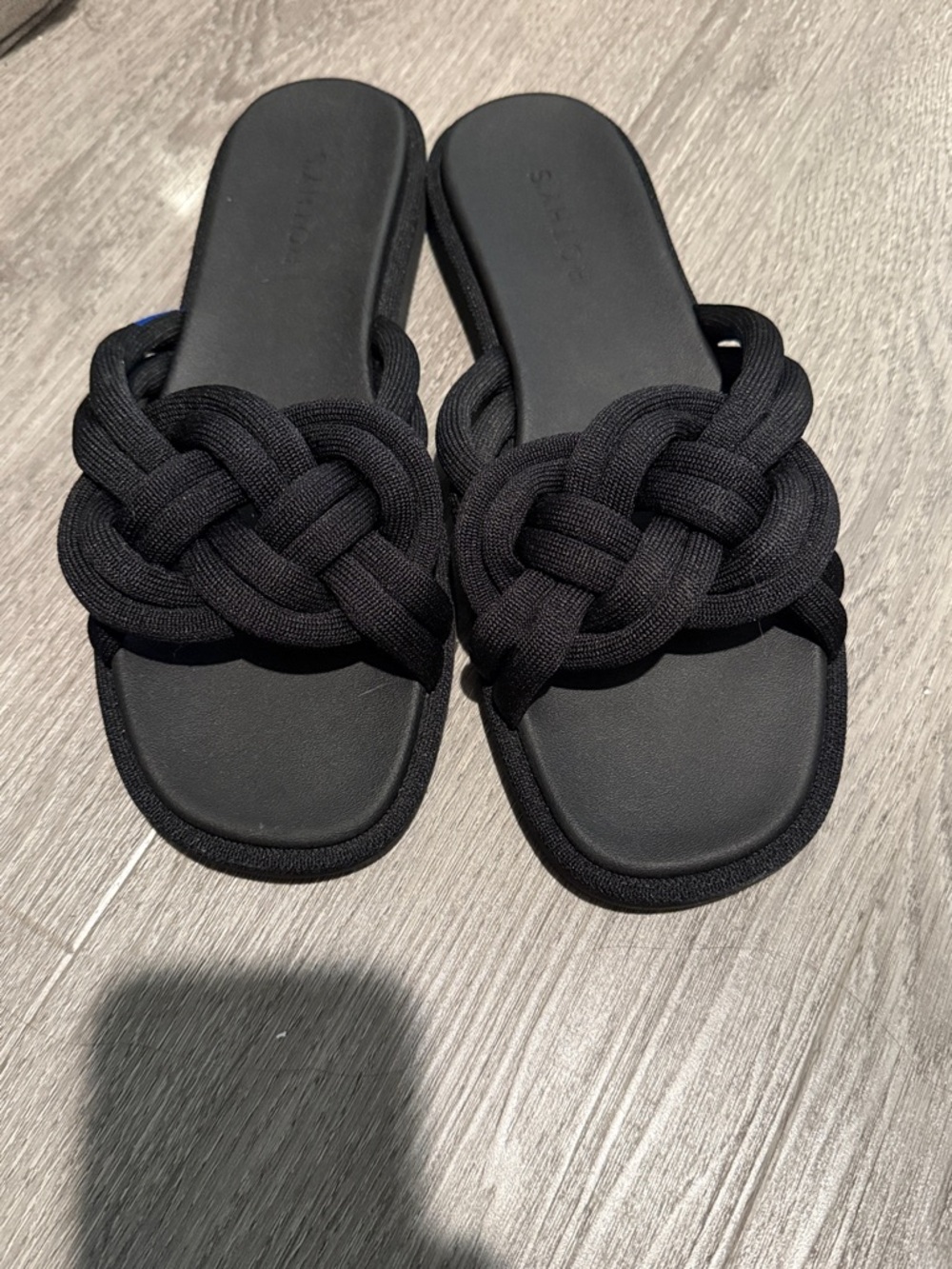 Rothy's Black Braided Knot Slide Sandals (new without tags)